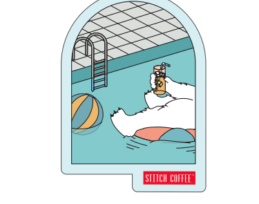 STITCH COFFEE ステッカー　プールサイド（アルノー）