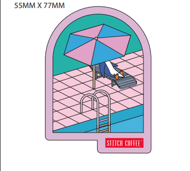 STITCH COFFEE ステッカー　プールサイド（ルイ）